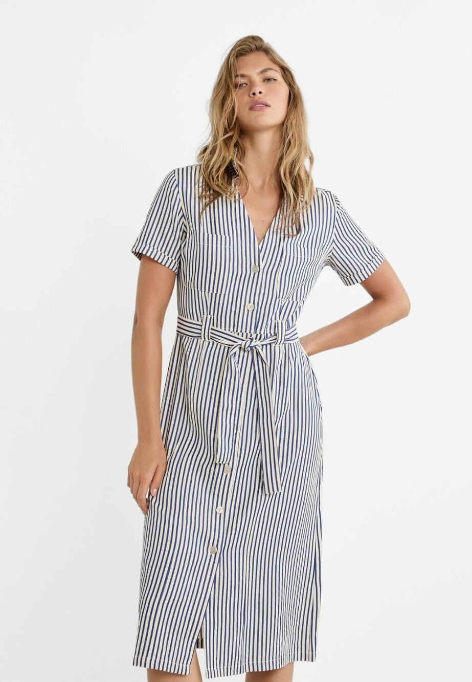 Stradivarius dress size S OLD MONEY striped button down blue white MINT